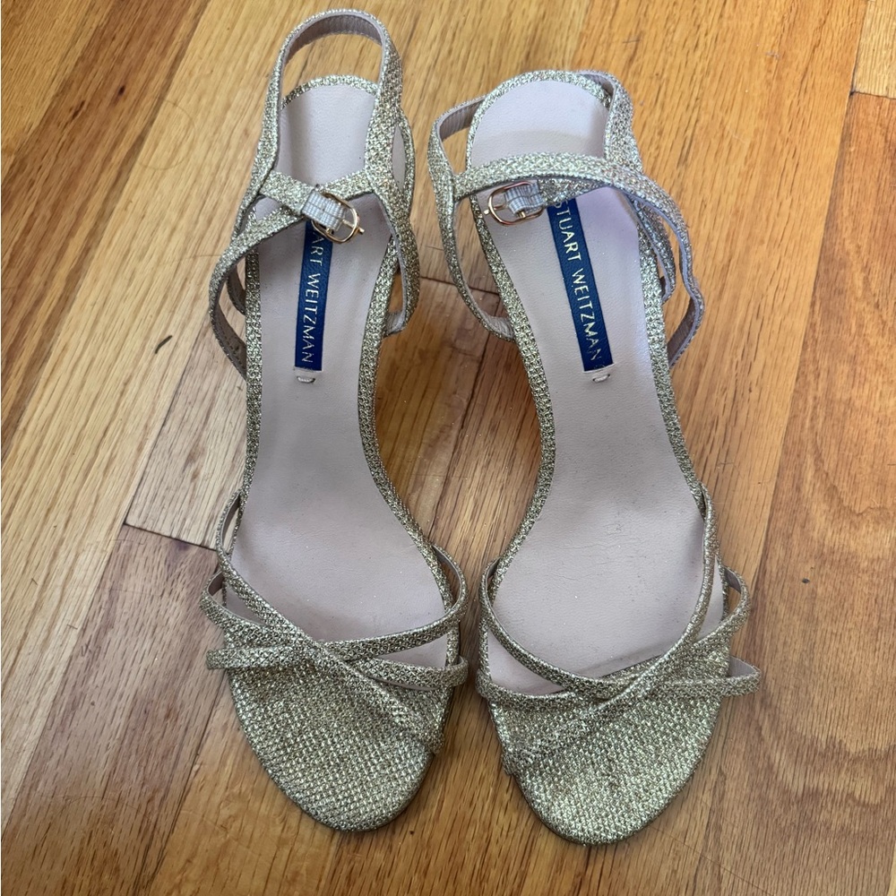 Stuart Weitzman Glittering Gold Heels